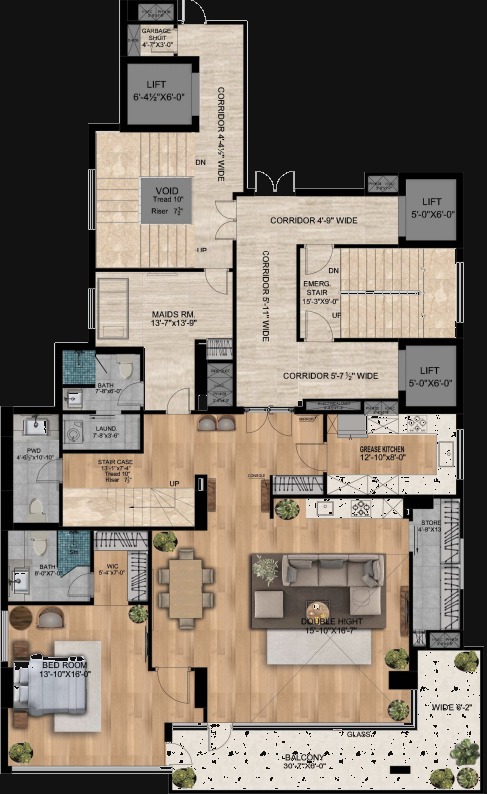 Duplex 3BR First Floor plan