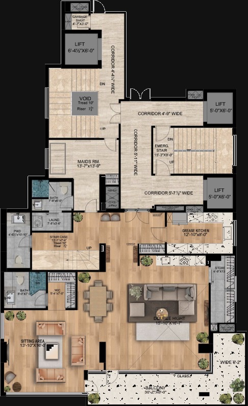 Duplex 4BR First Floor plan